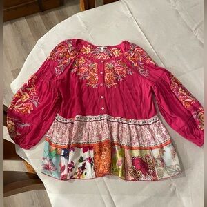 John Mark Blouse sz L with embroidery